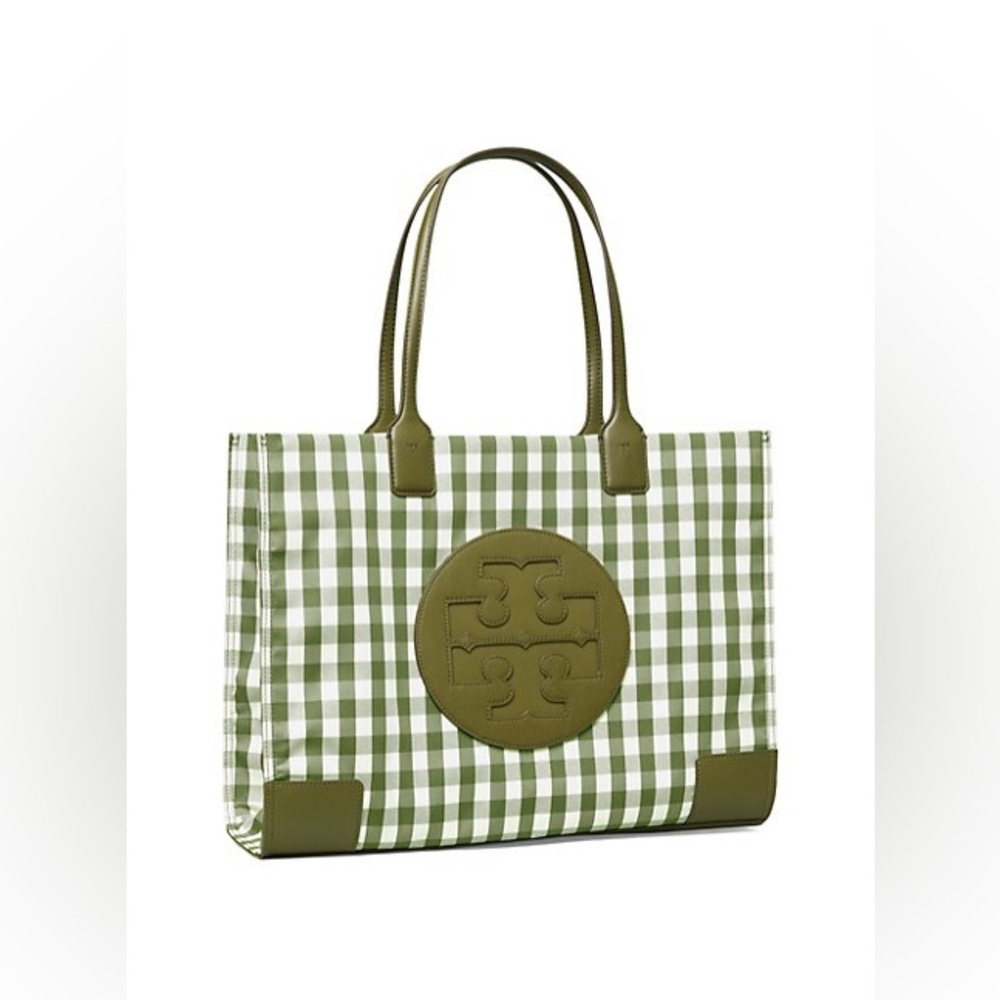 Tory Burch Ella Gingham Tote Bag 🌿🤍